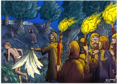 Mark 14 - Jesus arrested - Scene 03 - Disciples scatter | Bible Cartoons