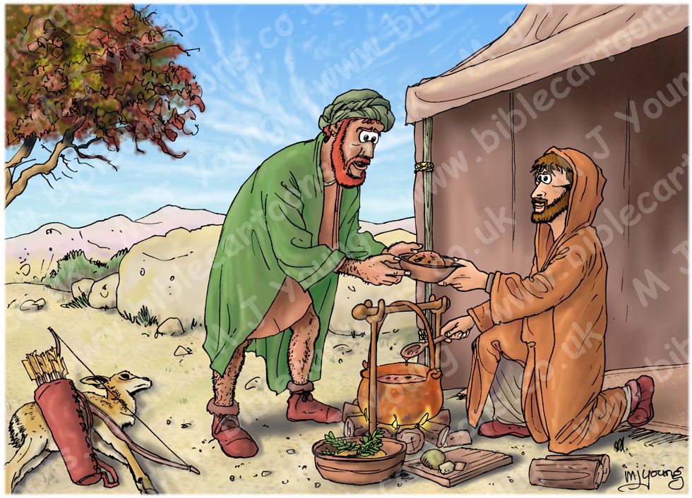 Genesis 25 - Esau sells his birthright - Scene 02 - Costly stew 980x706px col