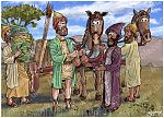 2 Kings 05 - Naaman’s leprosy healed - Scene 08 - Gehazi’s scheme 980x706px col