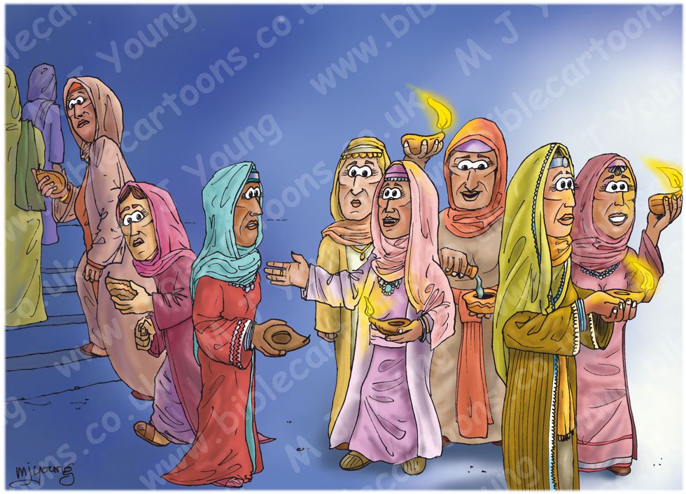 Matthew 25 - Parable of 10 virgins - Scene 02 - Midnight 980x706px col