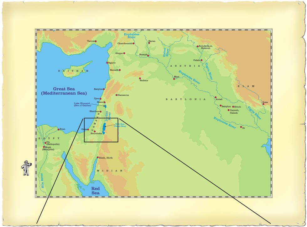 Link drawing from large scale Middle East map to small scale Southern Israel map