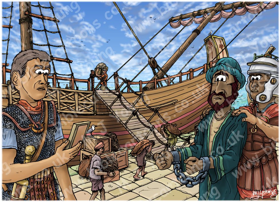 Acts 27 - Paul sails for Rome - Scene 01 - Centurion Julius 980x706px col