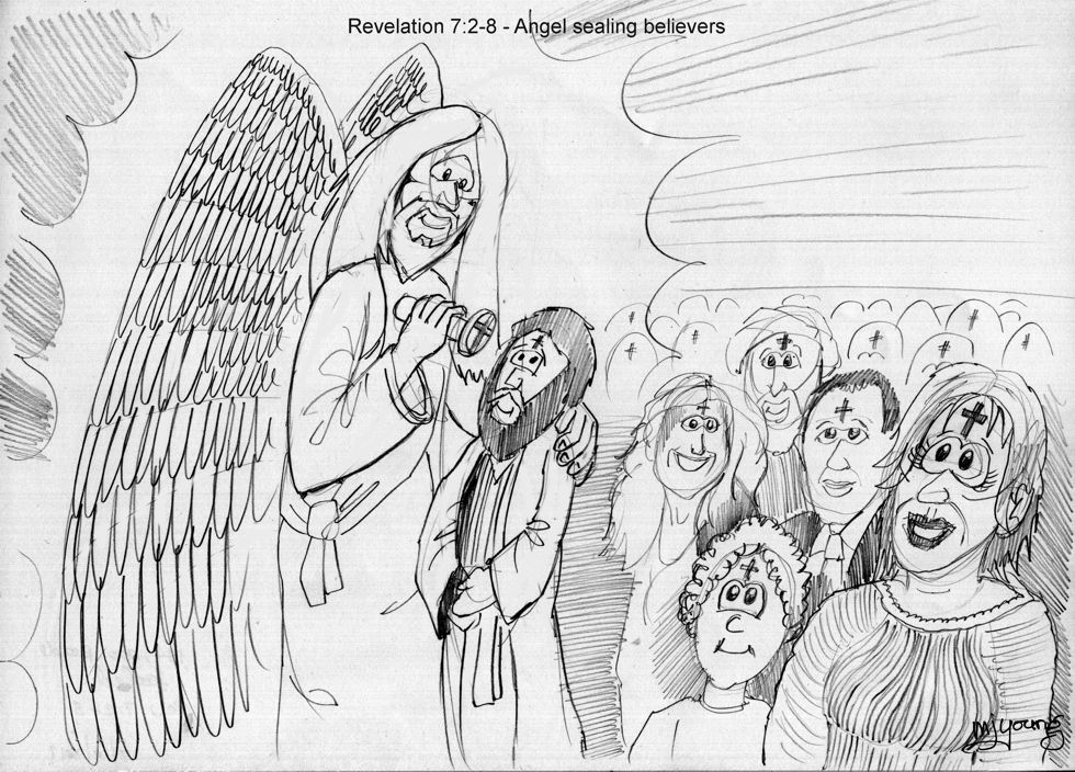 Revelation 07 - 144,000 sealed - Scene 02 - Angel with God’s seal - GREYSCALE sketch