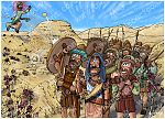 2 Samuel 16 - Shimei curses David - Scene 01 - Stone pelting 980x706px col.jpg