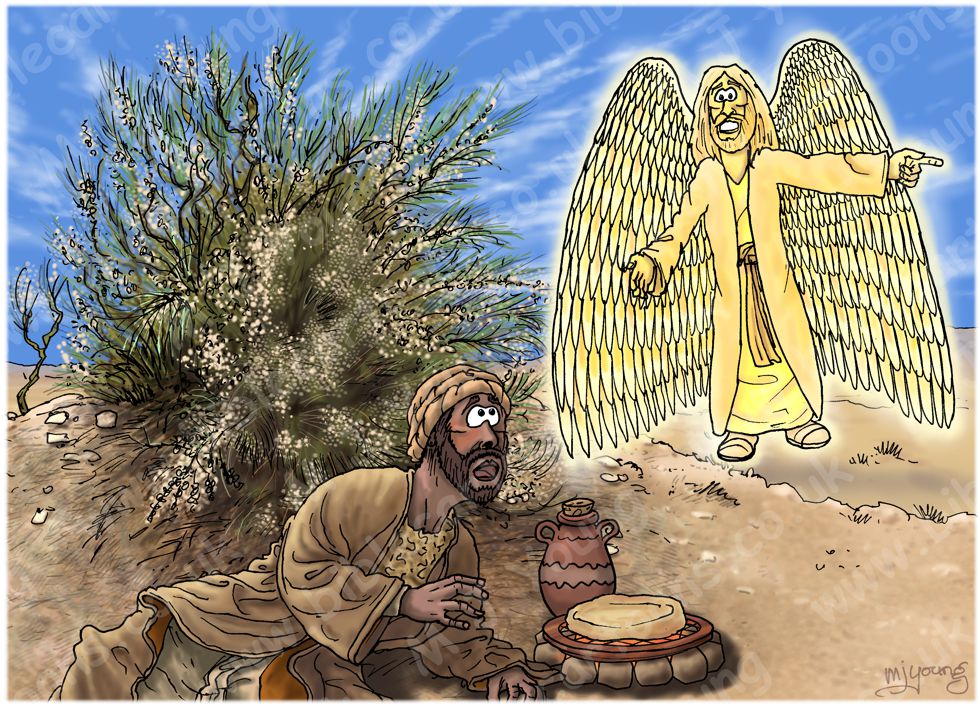 1 Kings 19 - Elijah flees to Horeb - Scene 03 - Angel food 980x706px.jpg