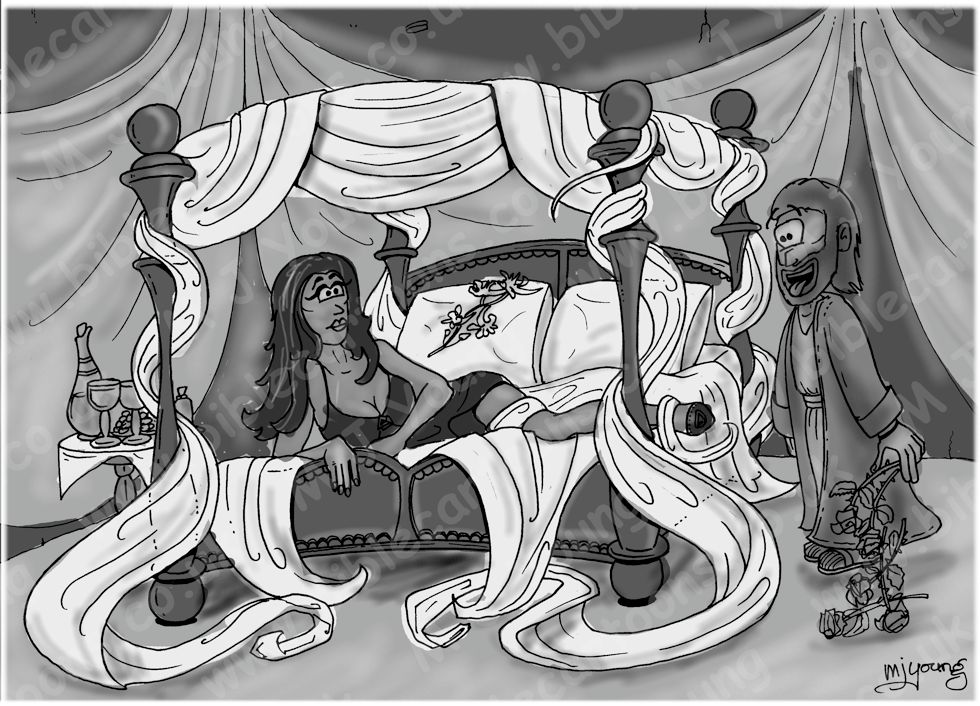 Proverbs 07 - Fool & Adulteress - Scene 01 - Bedroom 980x706px greyscale.jpg