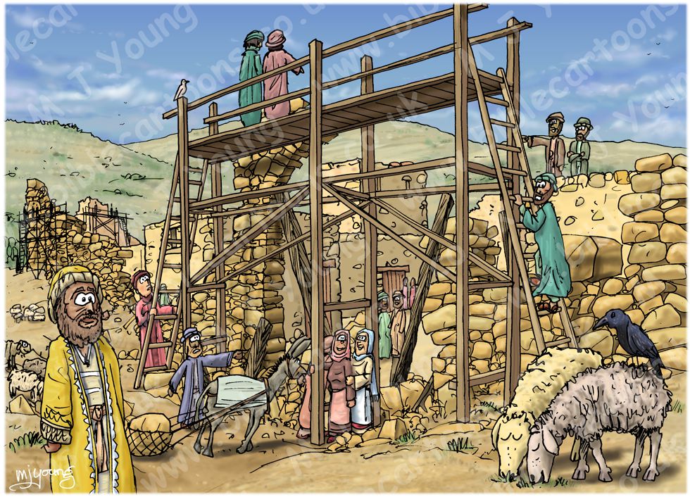 Nehemiah 03 - Rebuilding Jerusalem’s walls - Scene 01 - Eliashib rebuilds the Sheep gate 980x706px col.jpg