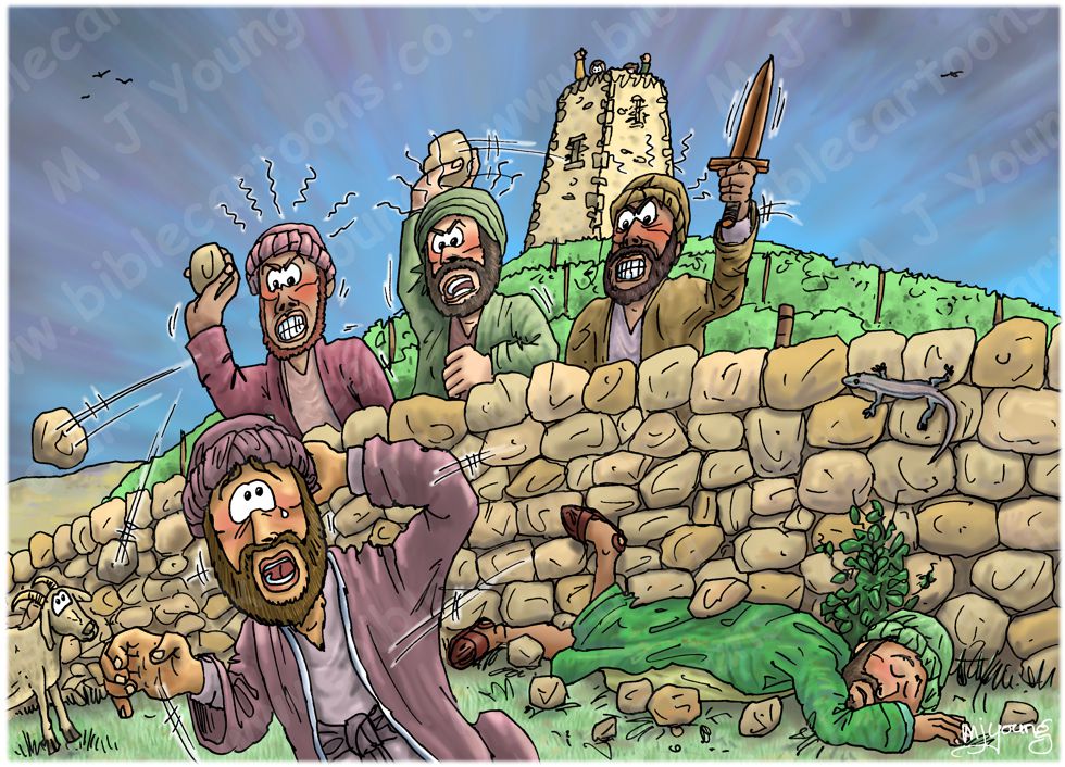 Matthew 21 - Parable of the Wicked Tenants - Scene 03 - Servants killed 980x706px col.jpg