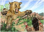 Judges 14 - Samson’s marriage - Scene 02 - Lion charge 980x706px col.jpg