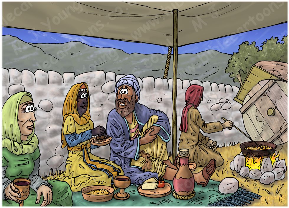 Ruth 02 - Harvesting - Scene 04 - Ruth’s meal break with Boaz 980x706px col.jpg