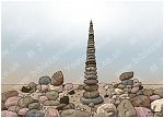 "Impossible" pebble stack - beach view metaphor 980x706px col