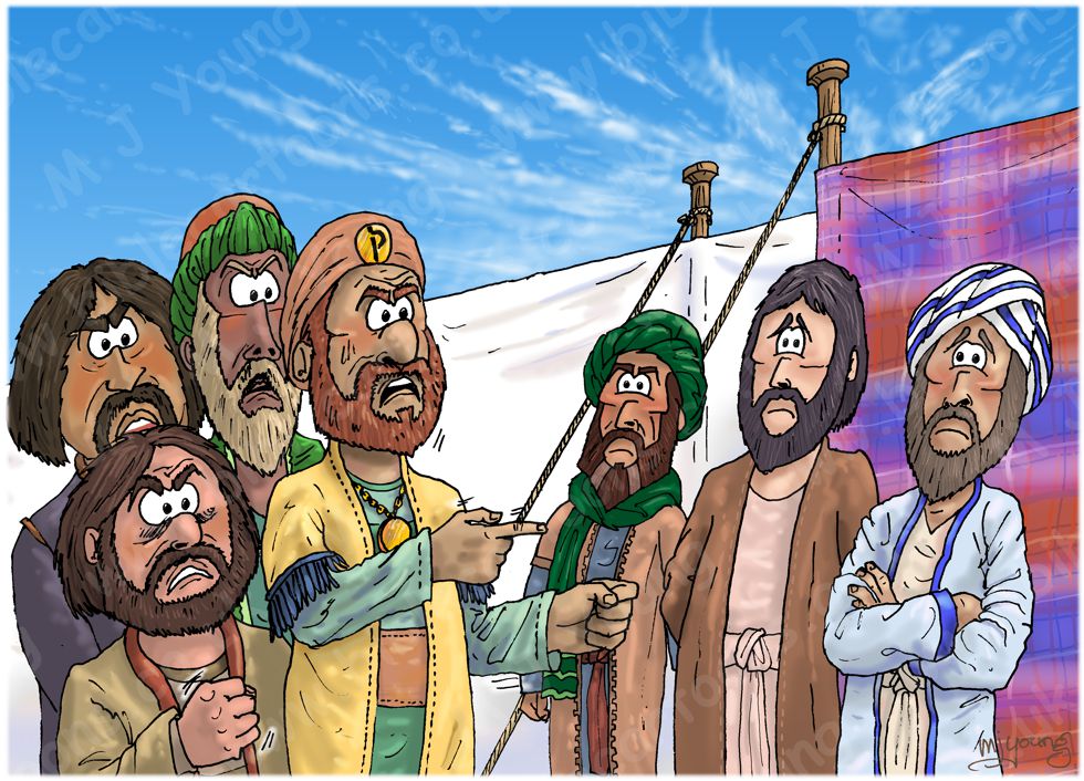 Numbers 16 - Korah’s rebellion - Scene 01 - Korah opposes Moses 980x706px col.jpg