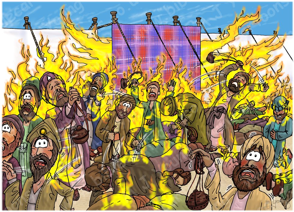 Numbers 16 - Korah’s rebellion - Scene 08 - God’s fire consumes 250 men 980x706px col.jpg