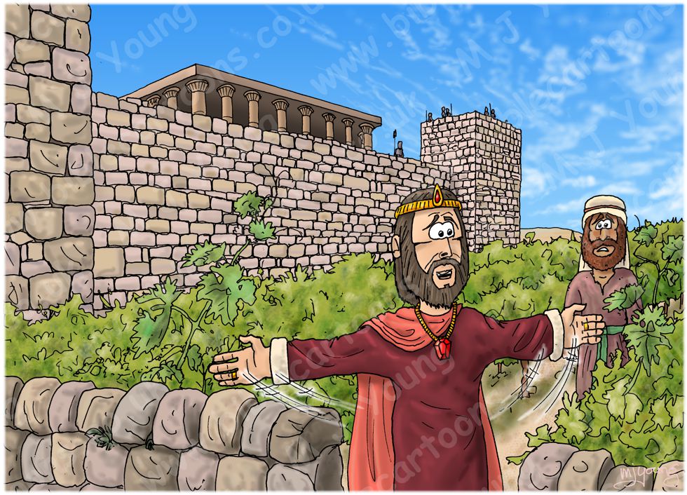 1 Kings 21 - Naboth’s Vineyard - Scene 01 - King Ahab’s offer 980x706px col.jpg