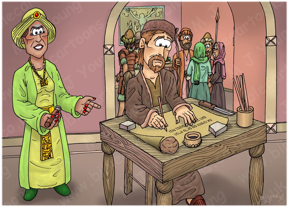 1 Kings 21 - Naboth’s Vineyard - Scene 03 - Jezebel’s scheme 980x706px col.jpg