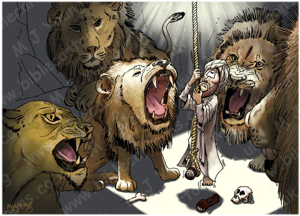 Daniel 06 - The lions' den - Scene 08 - Into the den | Bible Cartoons