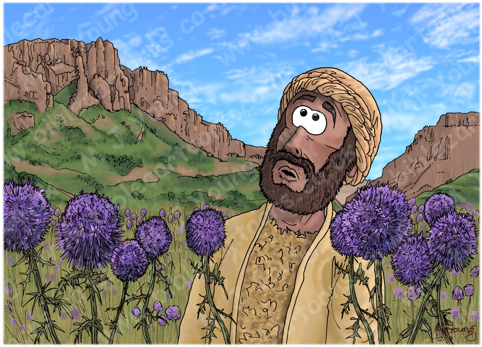 1 Kings 21 - Naboth’s Vineyard - Scene 06 - Elijah hears God’s word 980x706px col.jpg