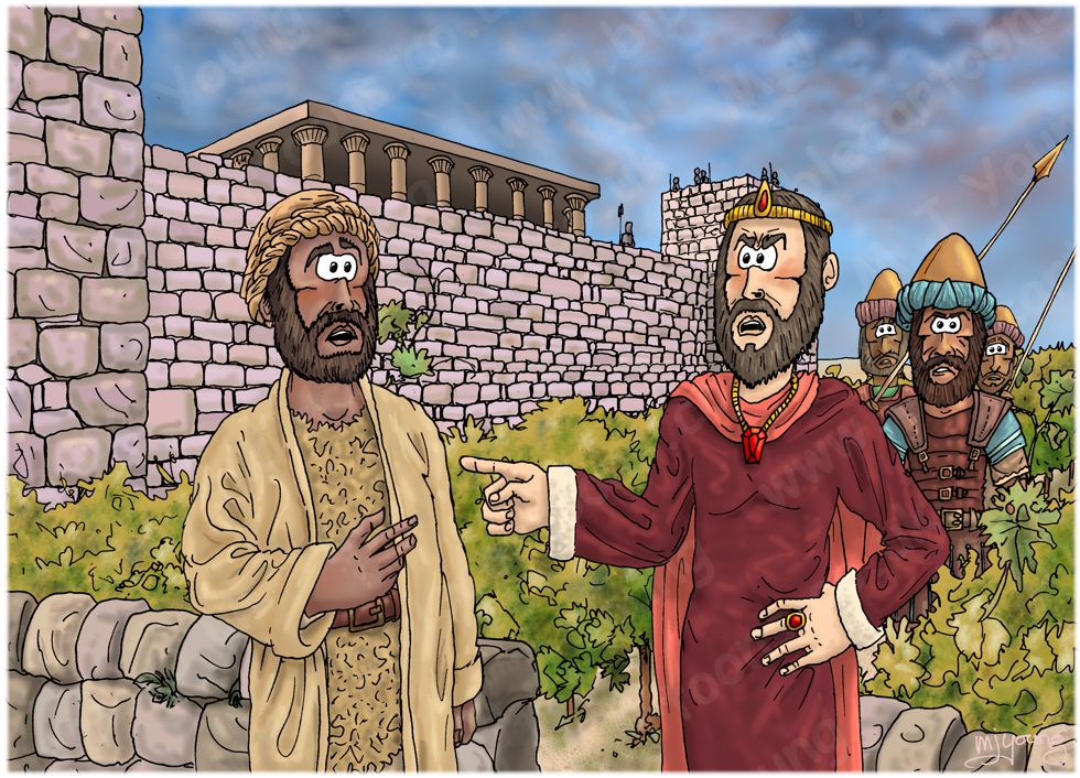 1 Kings 21 - Naboth’s Vineyard - Scene 07 - Elijah confronts Ahab980x706px col.jpg