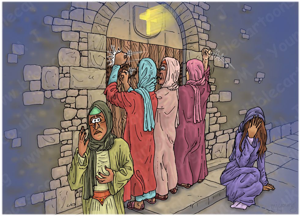 Matthew 25 - Parable of 10 virgins - Scene 03 - Locked door 980x706px col.jpg