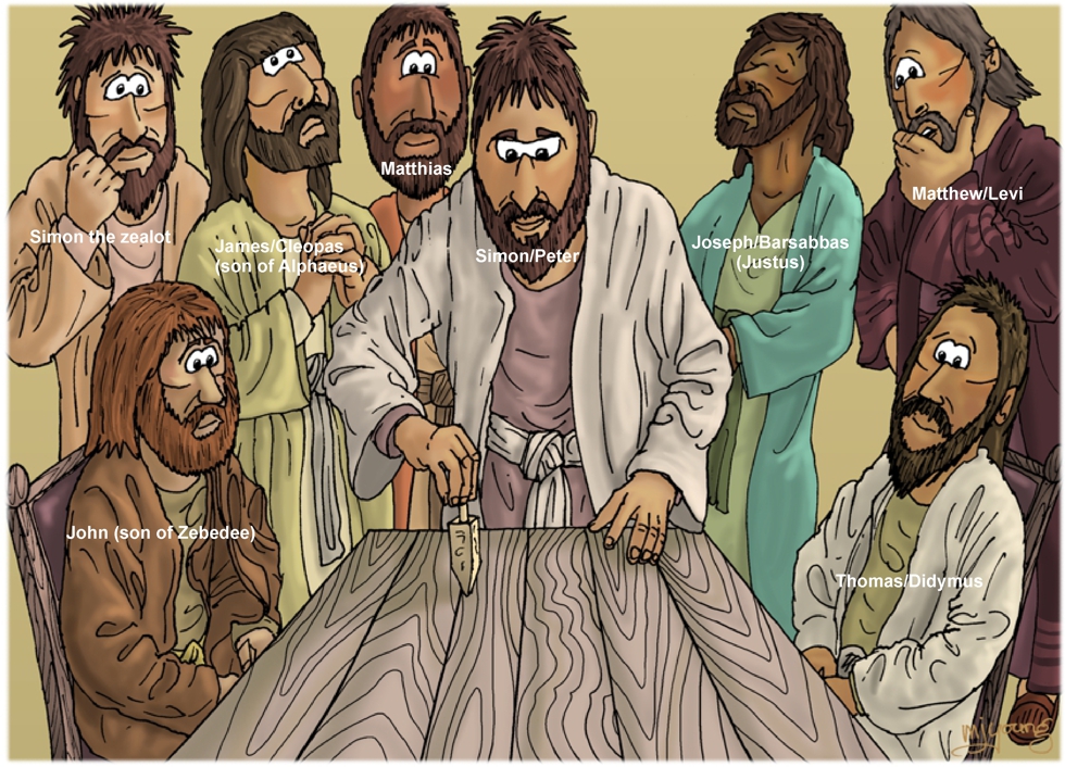 Acts 01 - Matthias replaces Judas - Apostles Named.jpg