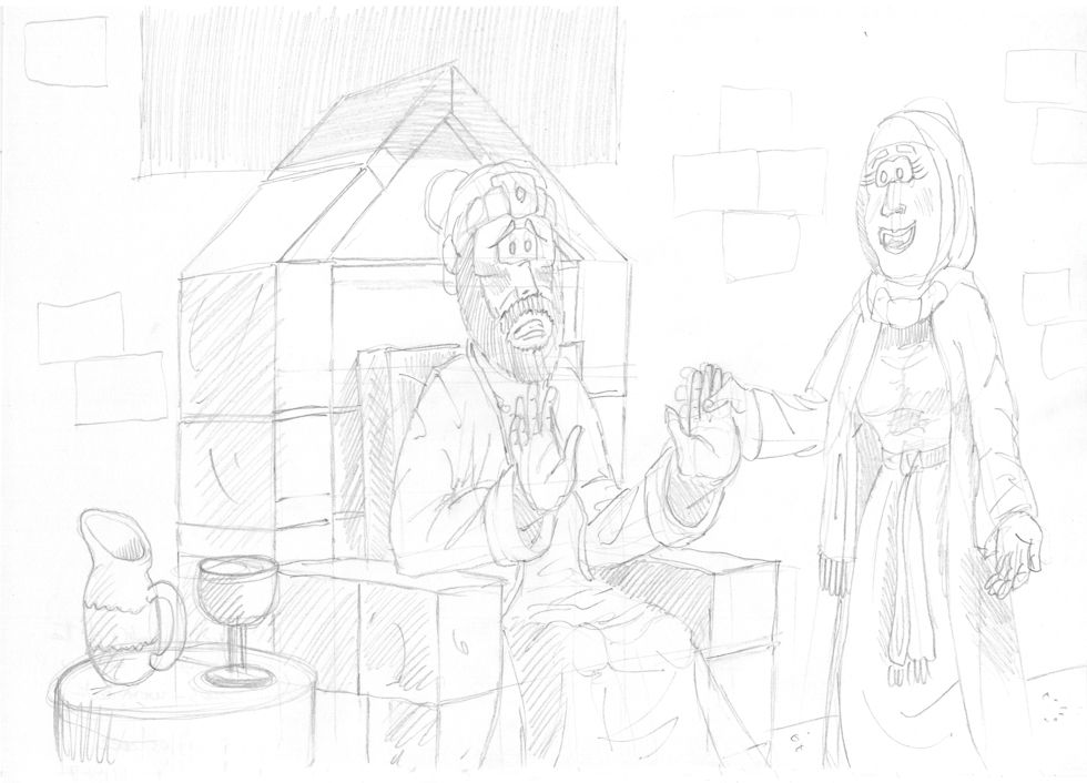 Luke 18 - Parable of persistent widow - Scene 03 - Worn out - Greyscale 980x706px.jpg
