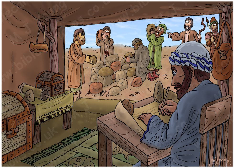 Exodus 17 - The Amalekites defeated - Scene 07 - Scroll and altar 980x706px col.jpg