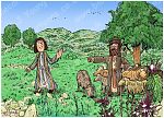 Genesis 37 - Joseph's Dreams - Scene 06 - Joseph travels to Shechem 980x706px col.jpg