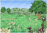 Genesis 37 - Joseph's Dreams - Scene 06 - Joseph travels to Shechem - Background 980x706px col.jpg