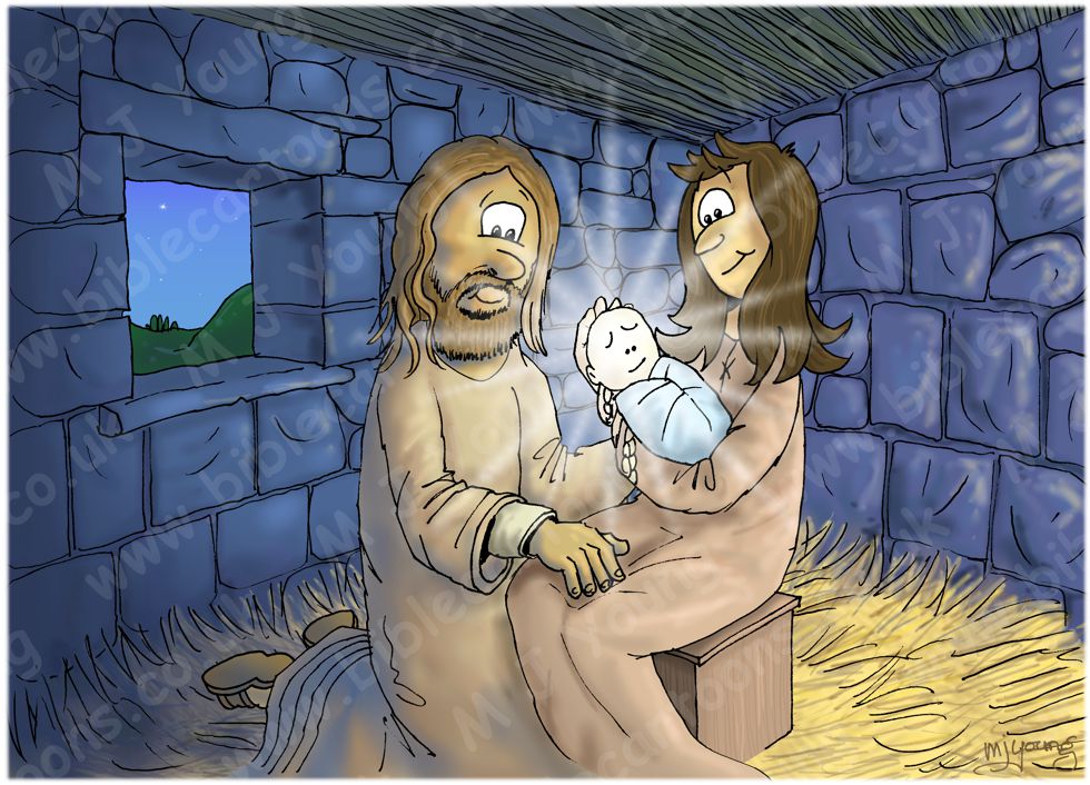 Luke 02 - Nativity SET01 - Scene 02 - Jesus, Joseph & Mary in stable 980x706px col.jpg