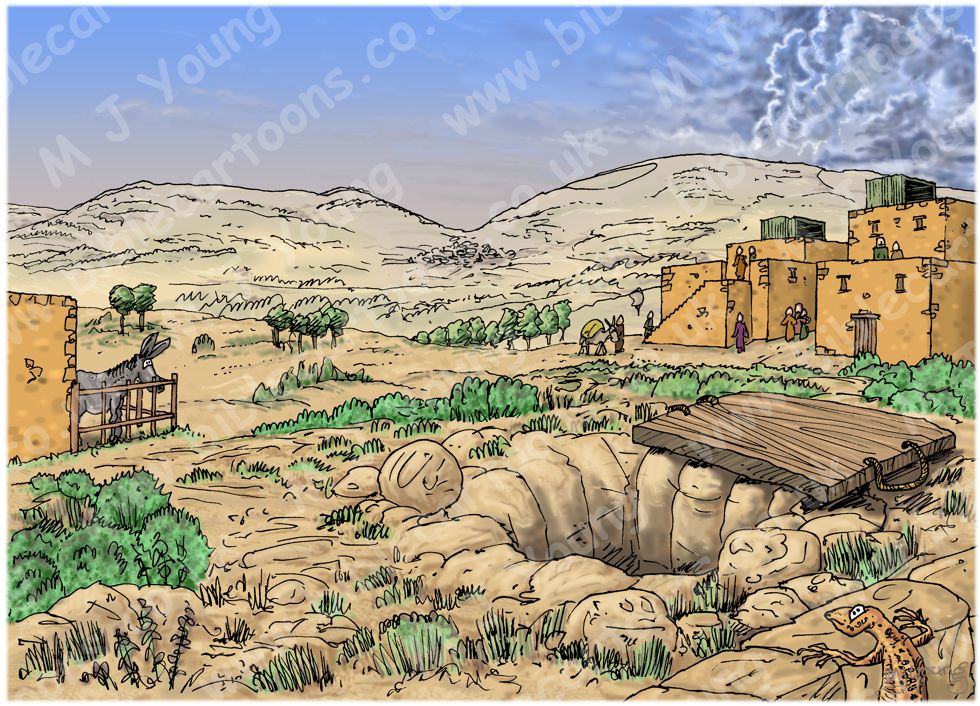 Genesis 37 - Joseph sold into slavery - Scene 01 - Making plans - Background 980x706px col.jpg