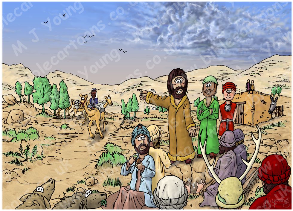 Genesis 37 - Joseph sold into slavery - Scene 03 - Planning to sell Joseph 980x706px col.jpg