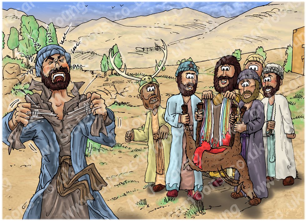 Genesis 37 - Joseph sold into slavery - Scene 05 - Goat’s blood 980x706px col.jpg