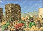 Nehemiah 03 - Rebuilding Jerusalem’s walls - Scene 02 - Men of Jericho repair walls 980x706px col.jpg
