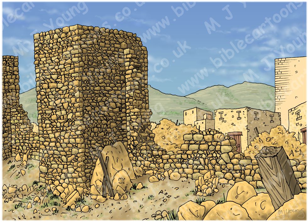 Nehemiah 03 - Rebuilding Jerusalem’s walls - Scene 02 - Men of Jericho repair walls - Background 980x706px col.jpg