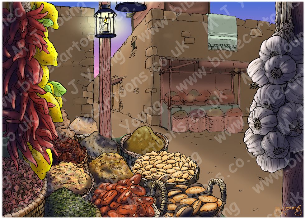 Mark 16 - Resurrection of Jesus - Scene 01 - Buying spices (Colour version) - Background 980x706px col.jpg