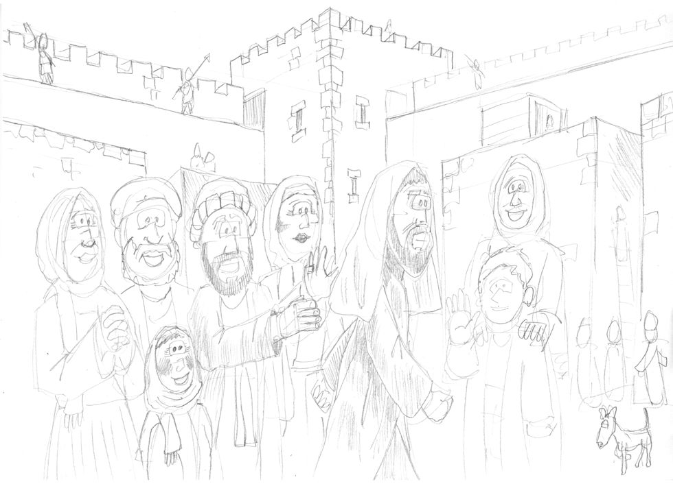John 02 - Jesus clears the temple - Scene 06 - Jesus did not entrust himself to mankind - Greyscale 980x706px.jpg