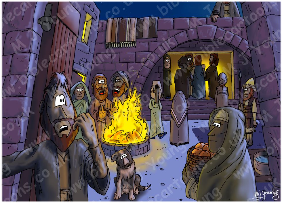 Mark 14 - Trial of Jesus - Scene 01 - In the high priest's courtyard