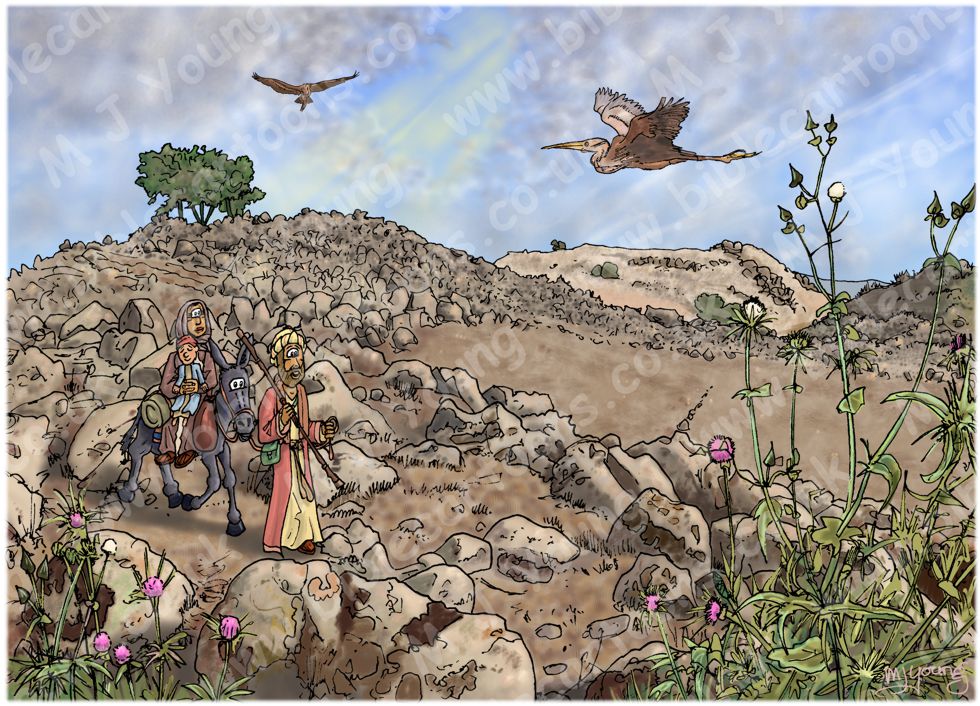 Matthew 02 - The Nativity SET 02 - Scene 15 - Jesus taken to Nazareth in Galilee 980x706px col.jpg