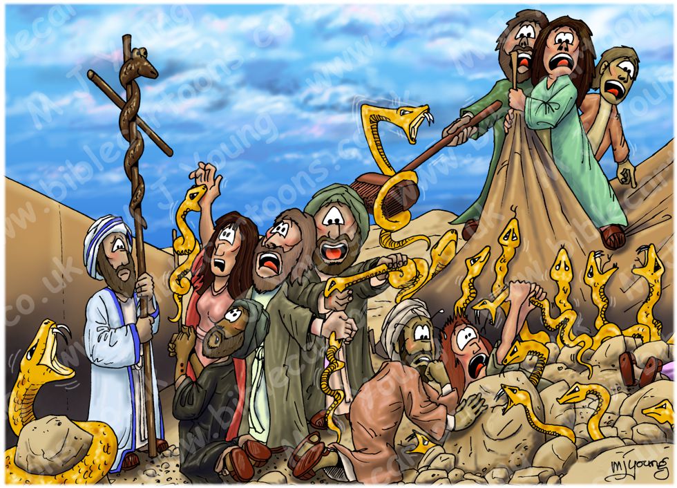 Numbers 21 - Bronze snake | Bible Cartoons