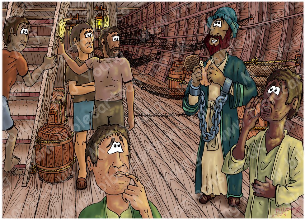 Acts 27 - Paul shipwrecked - Scene 03 - Paul breaks bread