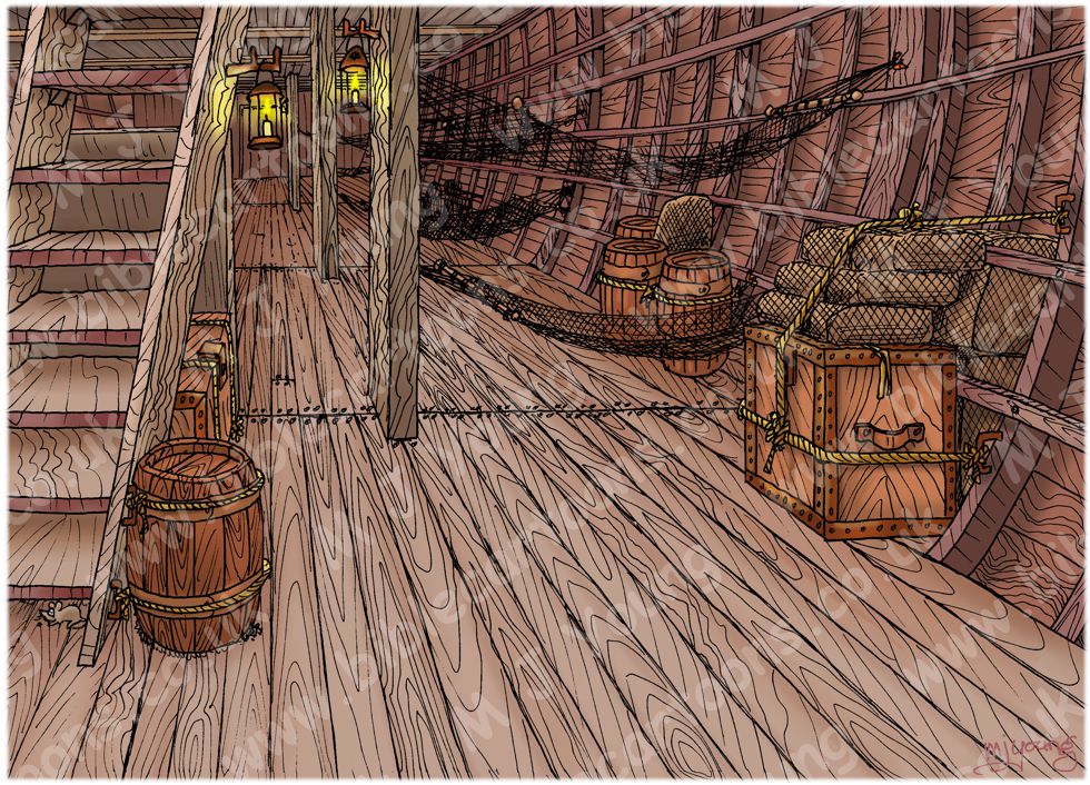 Acts 27 - Paul shipwrecked - Scene 03 - Paul breaks bread - Background