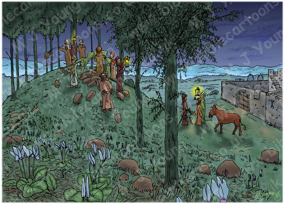 Judges 06 - Gideon - Scene 08 - Night raid on Baal's altar
