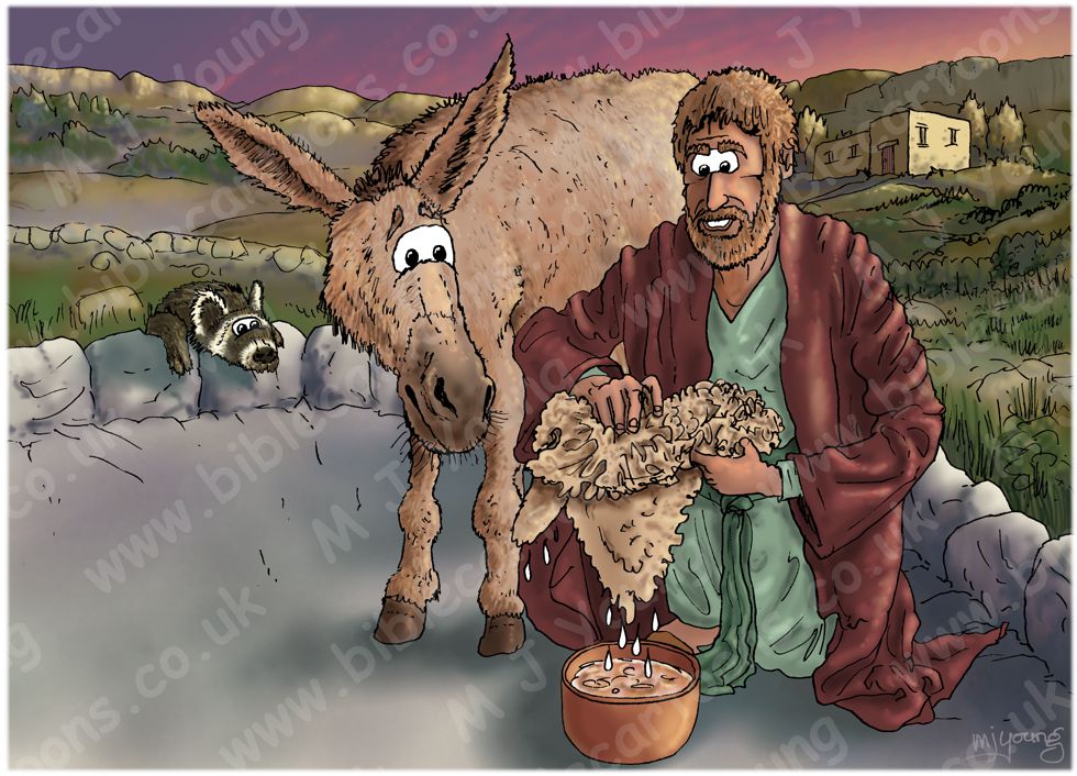 Judges 06 - Gideon - Scene 12 - Wet fleece sign