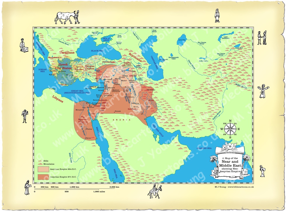 Map Near and Middle East showing the Neo-Assyrian empire