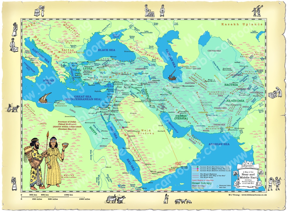 Map of the Near and Middle East, showing the Persian empire about 450 BC.