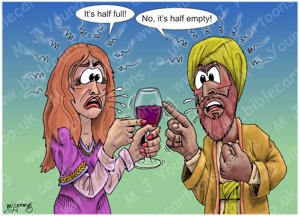 Glass half full or half empty? | Bible Cartoons