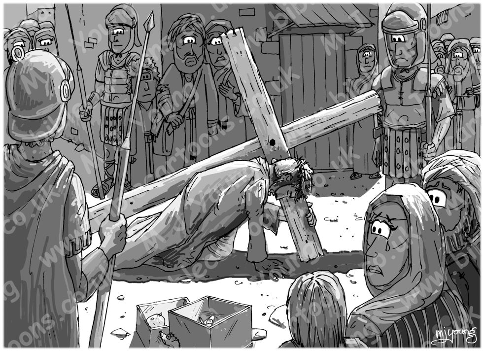 Mark 15 - The Crucifixion - Scene 04 - Led away - GREYSCALE