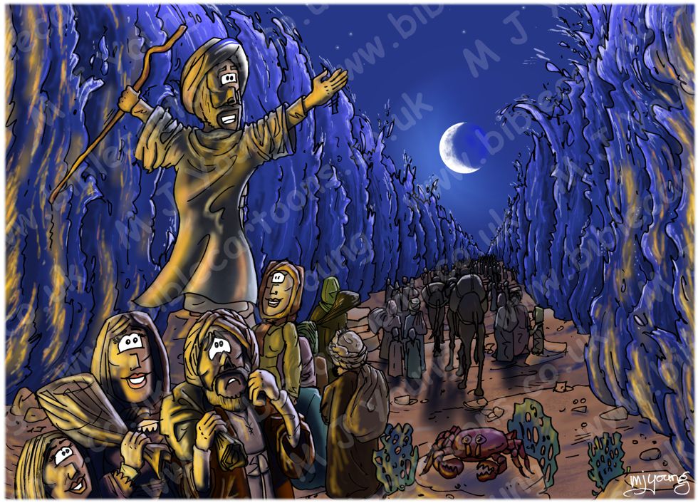 Exodus 14 - Parting of the Red Sea - Scene 10 - Walking through (version 02)