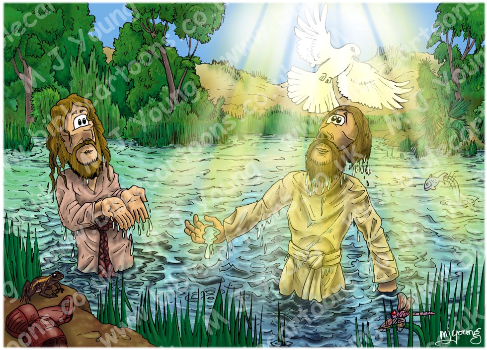 Matthew 03 - Jesus' Baptism - Scene 07 - Dove | Bible Cartoons