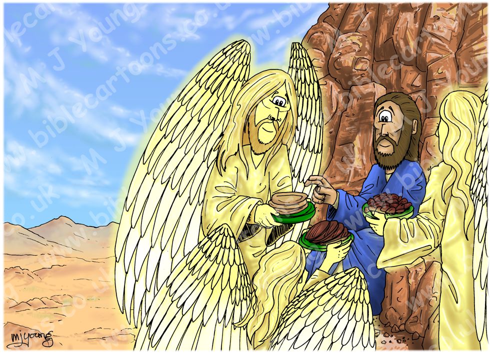 Matthew 04 - The temptation of Jesus - Scene 06 - Angels | Bible Cartoons